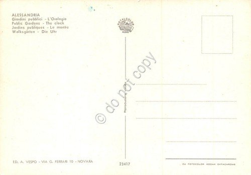 Cartolina Alessandria Giardini Pubblici Orologio | Immagine Gallery 2