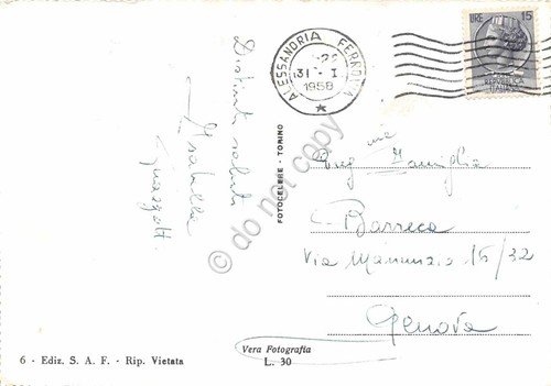 Cartolina Alessandria vedute varie 1958 colorata