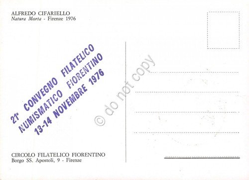 Cartolina Alfredo Cifariello Natura Orta timbro 21 Convegno Numismatico Fiorent