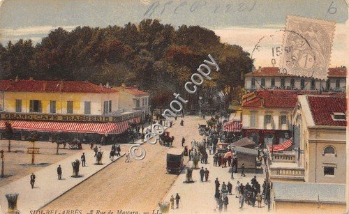 Cartolina Algeria Sidi Bel Abbes Rue de Mascara illustrata primi …