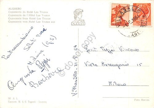 Cartolina Alghero Capo Caccia da Hotel Las Tronas 1964 | Immagine Gallery 2