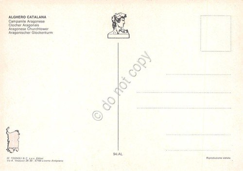 Cartolina Alghero Catalana Campanile Aragonese viottolo animata