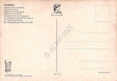 Cartolina Alghero Chiesa di San Francesco Chiosco XV Sec.