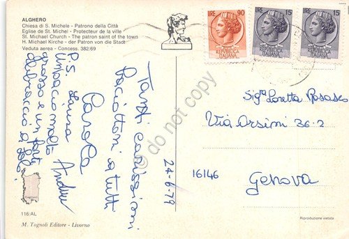 Cartolina Alghero Chiesa San Michele vista città antica dall'alto 1979 | Immagine Gallery 2