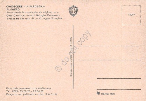Cartolina Alghero Nuraghe Palmavera e Villaggio Nuragico
