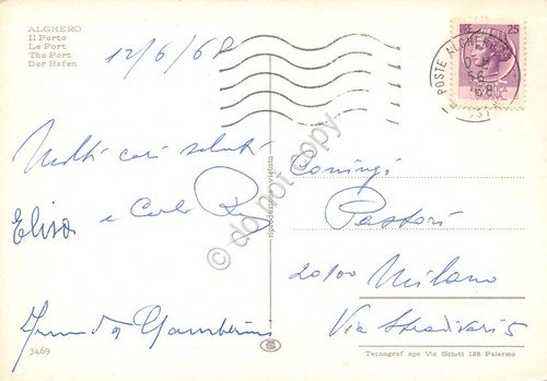 Cartolina Alghero Porto Pescatori che riparano reti 1968 (Sassari) | Immagine Gallery 2