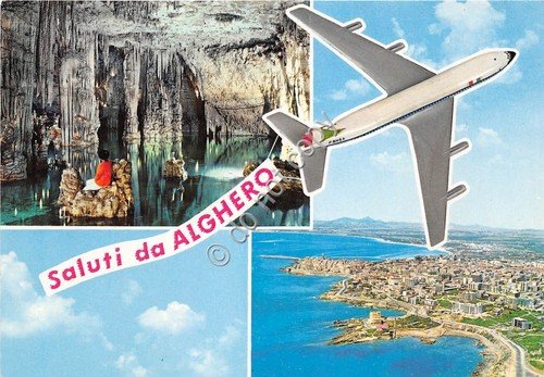 Cartolina Alghero saluti da vedutine Aereo (Altre tematiche)