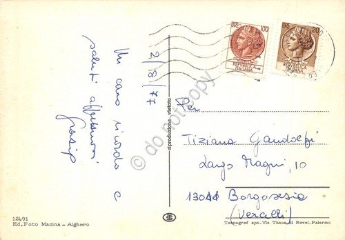 Cartolina Alghero Vedute 1977 (Sassari) | Immagine Gallery 2