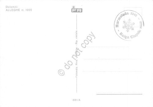 Cartolina Alleghe Dolomiti paese timbro Marmolada