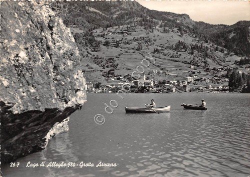 Cartolina Alleghe Lago Grotta Azzurra barche 1957 Foto Ghedina | Immagine principale
