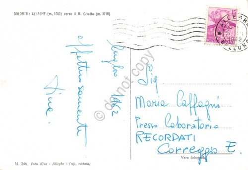 Cartolina Alleghe panorama con barche Monte Civetta 1962 (Belluno)