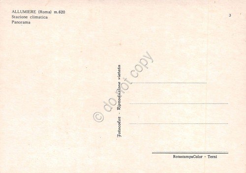 Cartolina Allumiere Panorama paese case anni '70