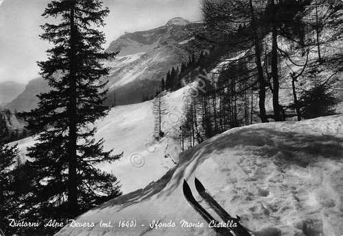 Cartolina Alpe Devero dintorni Monte Cistella sci 1954 Timbro Rifugio … | Immagine principale