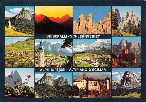 Cartolina Alpe di Siusi Altipiano d'Sciliar vedute varie Fiè Siusi …