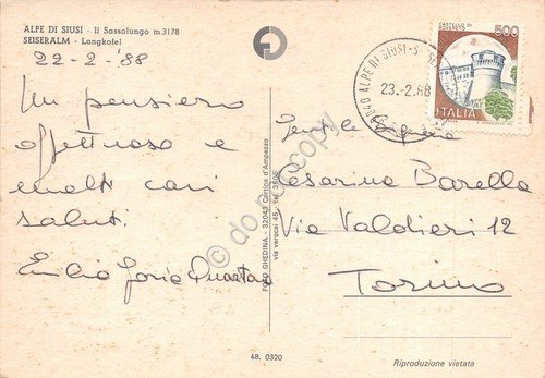 Cartolina Alpe di Siusi Sassolungo 1988 slitta con cavallo animata … | Immagine Gallery 2