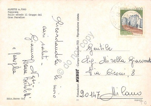 Cartolina Alpette Panorama paese e Gruppo Gran Paradiso 1984 | Immagine Gallery 2
