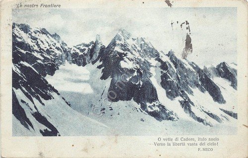 Cartolina Alpi Montagna Cadore Poesia F. Neco anni '10 | Immagine principale