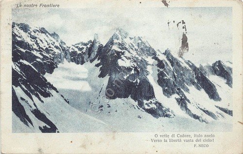 Cartolina Alpi Montagna Cadore Poesia F. Neco anni '10
