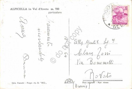 Cartolina Alpicella Val D'Aveto panorama parziale 1964
