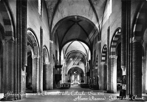 Cartolina Alseno Abbazia Cistercense di Chiaravalle della Colomba Interno