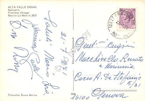 Cartolina Alta Valle Grana Frazione Chiappi vedute panorama 1971 (Cuneo) | Immagine Gallery 2