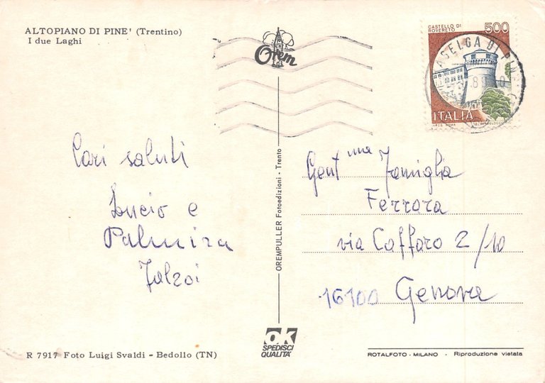 Cartolina Altopiano di Pinè i due laghi 1989 (Trento) | Immagine Gallery 2