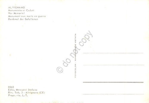 Cartolina Alvignano bar Tabacchi monumento case anni '80