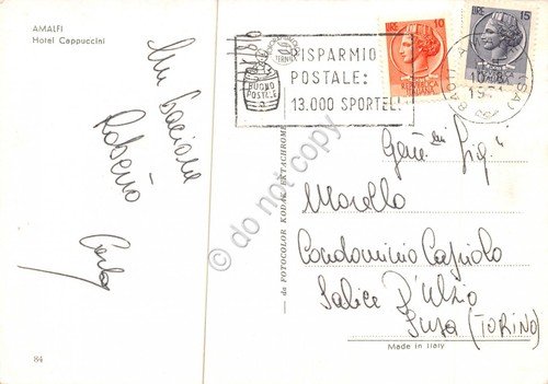 Cartolina Amalfi Hotel Cappuccini 1971 | Immagine Gallery 2