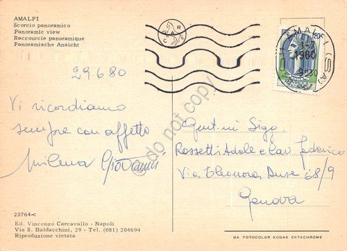 Cartolina Amalfi panorama parziale dal mare al tramonto 1980 | Immagine Gallery 2