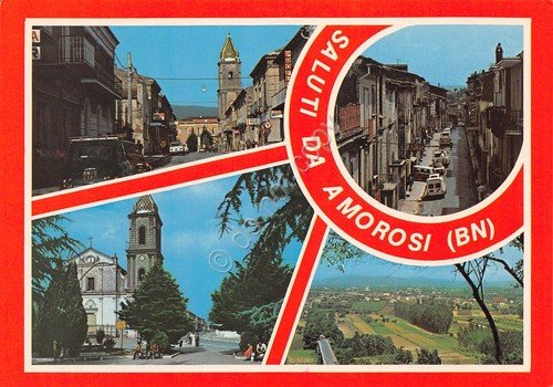 Cartolina Amorosi vedute varie paese e panorama anni '80