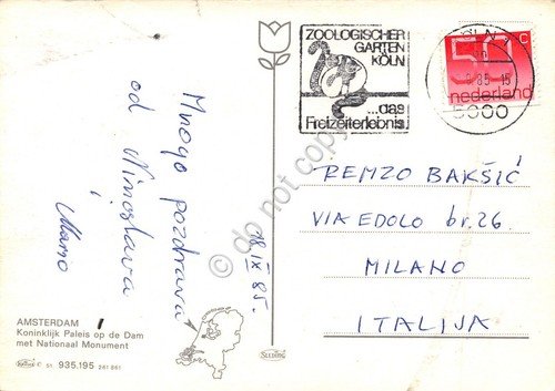 Cartolina Amsterdam Koninklijk op de Dam timbro zoologischer garten Koln … | Immagine Gallery 2