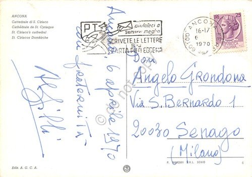 Cartolina Ancona Cattedrale San Ciriaco 1970 timbro PT | Immagine Gallery 2