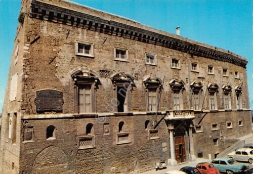 Cartolina Ancona Palazzo degli Anziani auto d'epoca anni '60