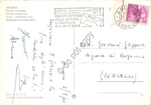Cartolina Ancona Piscina Comunale 1961