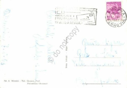 Cartolina Ancona Piscina e zona Passetto Timbro stradale 1963