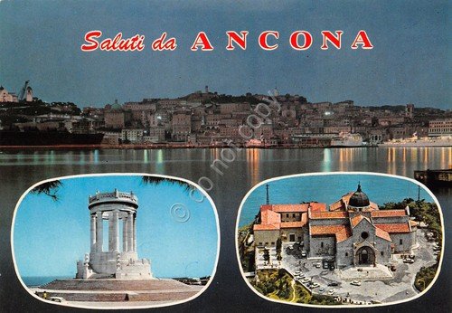 Cartolina Ancona varie vedute notturno anni '60 | Immagine principale