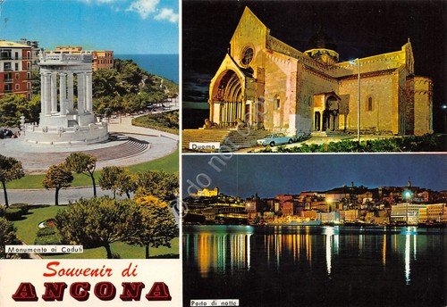 Cartolina Ancona vedute varie e notturno 1978