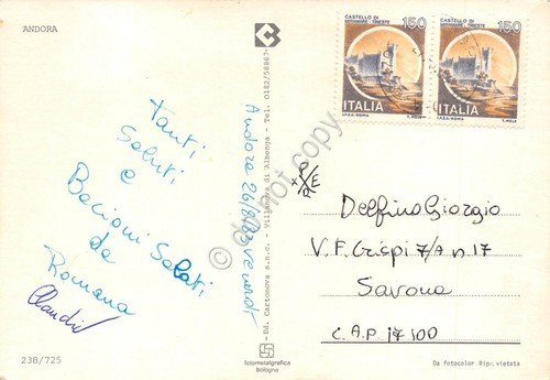 Cartolina Andora 3 vedute panorama porto mimose 1983 (Savona) | Immagine Gallery 2