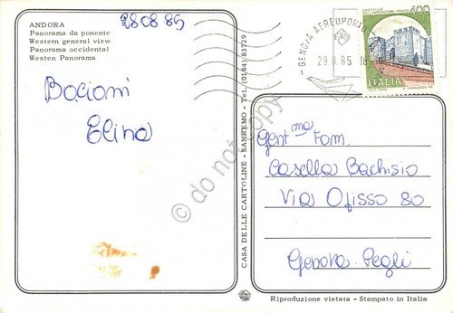 Cartolina Andora Panorama da Ponente 1985 (Genova) | Immagine Gallery 2