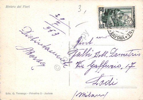 Cartolina Andora veduta spiaggia dal mare regata velica barche a … | Immagine Gallery 2