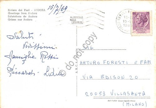 Cartolina Andora vedutine 1969 (Savona) | Immagine Gallery 2