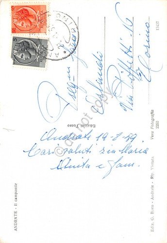 Cartolina Andrate Campanile 1959 segni | Immagine Gallery 2