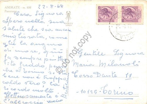 Cartolina Andrate Panorama 1968