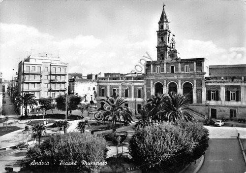 Cartolina Andria Piazza Municipio anni '50 (Bari)