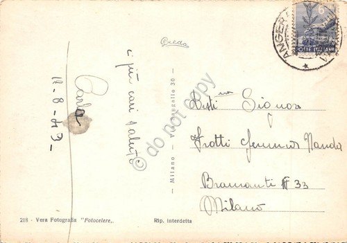 Cartolina Angera Lago Maggiore barca 1949