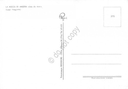 Cartolina Angera Rocca vista da Arona battello (Novara)