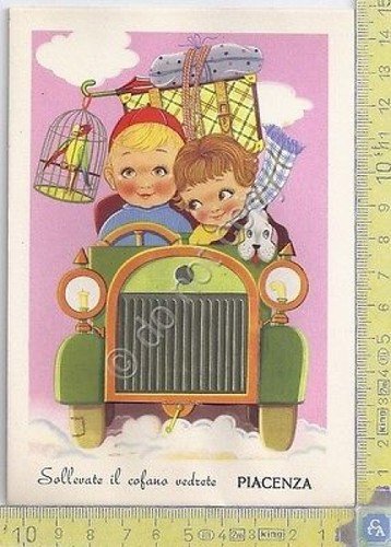 Cartolina animata e illustrata dal cofano auto - Piacenza - … | Immagine principale