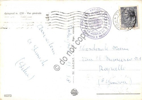 Cartolina Antagnod Panorama 1958