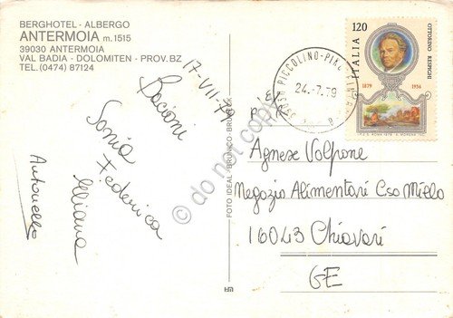 Cartolina Antermoia Val Badia Berghotel Albergo 2 vedute 1979
