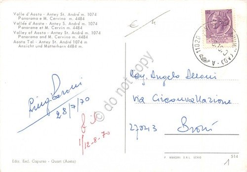 Cartolina Antey St. Andre panorama e Cervino 1970 | Immagine Gallery 2
